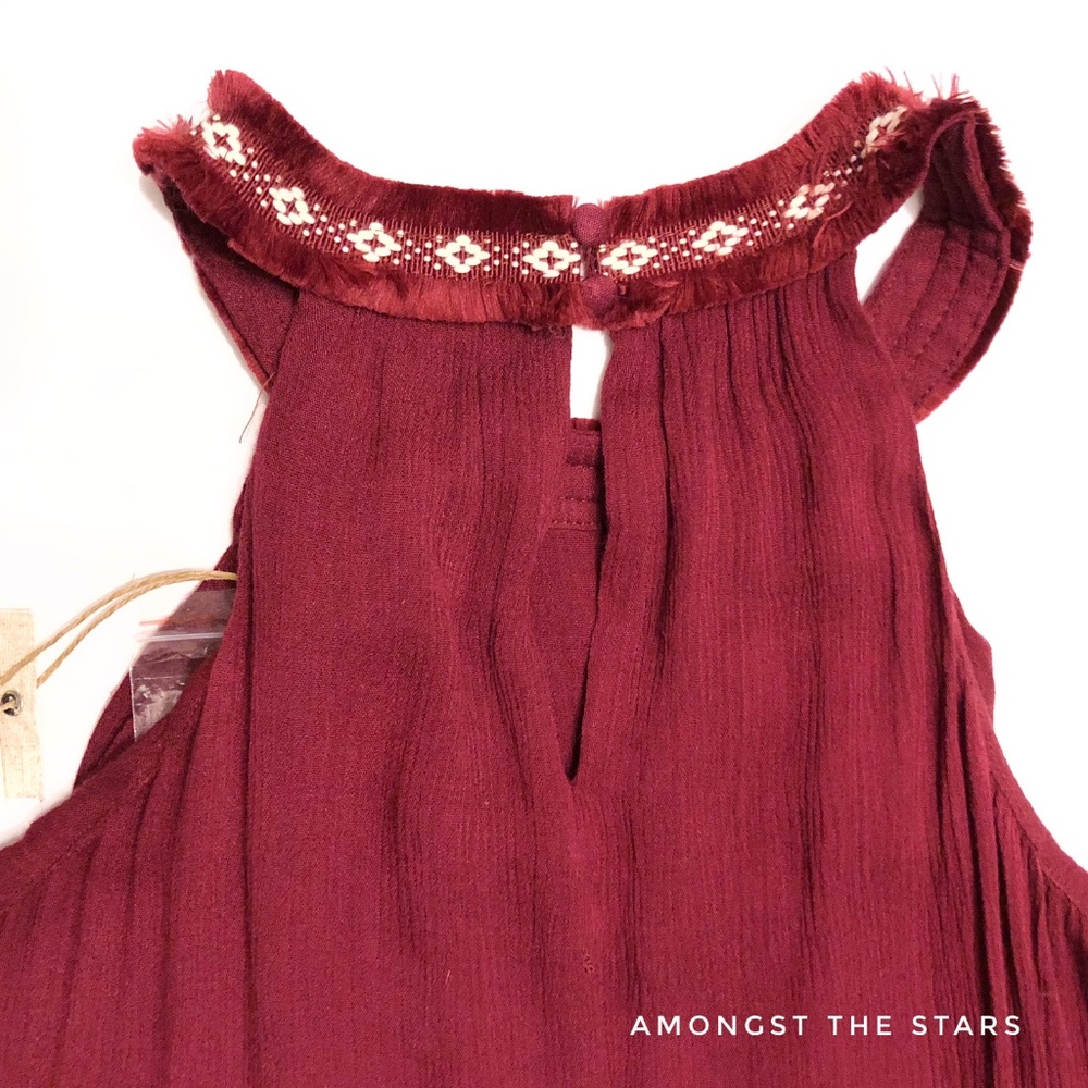 Anthropologie Moon River Burgundy Halter Dress - Picture 8 of 8